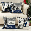 4pcs Christmas Tree Gift Pillowcases Contemporary Style - 18X18 Inches - Black And Blue - Comfortable And Soft - Polyester with Printed Design And Zipper Closure for Christmas Winter Living Room Bedroom Sofa Bed Decor Without Filling