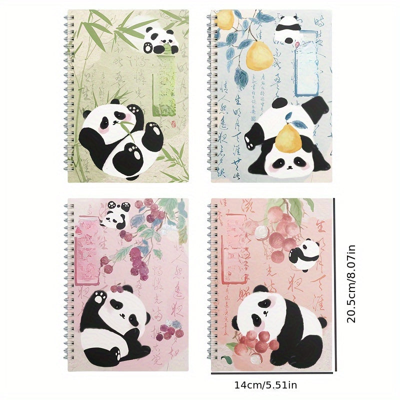 2pcs Cute Panda Themed Spiral Notebooks, Thick Lined Paper for Writing and Drawing, Smooth Finish Daily Office Supplies, for Spring