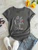 1pc Women'S Casual Cat Mom Print Round Neck Short Sleeve T-Shirt, Polyester Knit Fabric, All Seasons Graphic Tee with Heart Detail