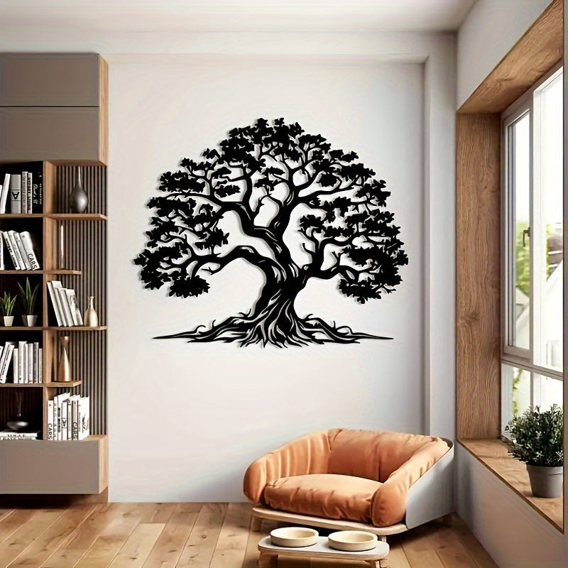 1pc Rustic Tree of Life Metal Wall Art, 3D Farmhouse Nature-Inspired Iron Sculpture, Indoor & Outdoor Wall Decor, Wall Mounted Hanging for Living Room, Art & Crafts