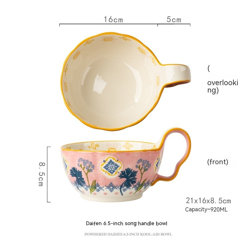 Handmade Large Capacity Painted Irregular Breakfast Cups For Household Use