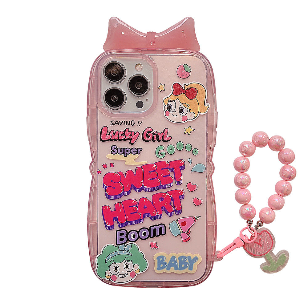Girl Bowknot Rope Hanging Hot Girl Silicone Phone Case