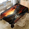 1pc Table Cloth, Sunset Landscape Design Stain Resistant And Washable Tablecloth, Waterproof And Oil-proof Table Cover, For Picnics, Camping, Weddings, Birthday Parties, Christmas Restaurants, And Buffets, Table Decoration, Home Supplies