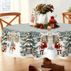 Christmas Holiday Tablecloth with Santa and Gift Tree Print - Polyester Rectangular Table Cover, Waterproof, Stain & Wrinkle Resistant, Machine-Washable for Indoor & Outdoor Use, Festive Dining Decor