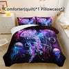 3Pcs Modern Fashion Polyester Comforter Set (1 * Comforter + 2 * Pillowcases, Not Including Pillow Core), Ocean Theme Universe Starry Sky Jellyfish Print Bedding Set, Soft And Comfortable Skin-friendly Comforter For Bedroom, Guest Room.