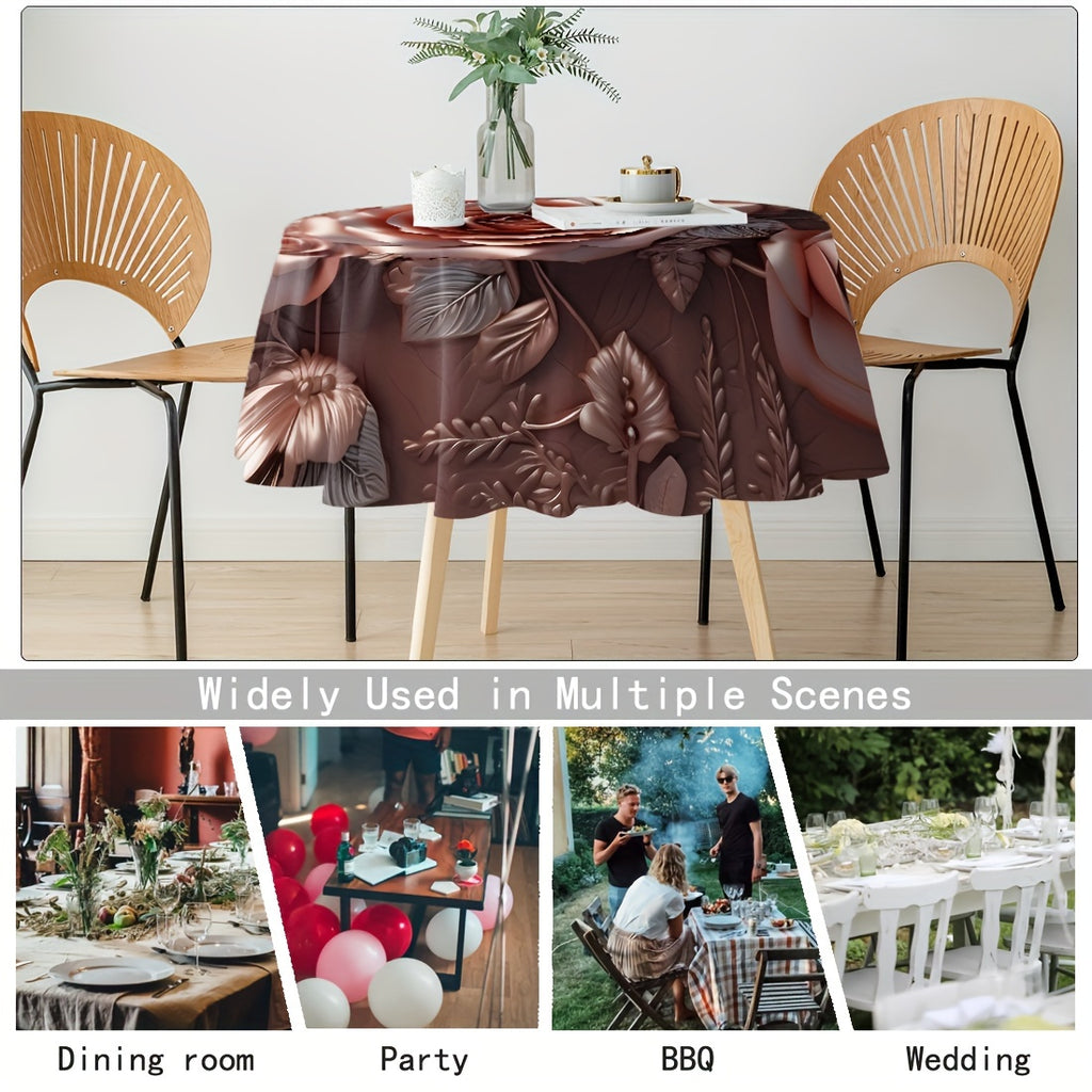 Versatile Floral & Plant Design Round Tablecloth - Stain & Waterproof, Perfect for Parties, Home Kitchens, and Outdoor Events