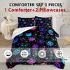 3pcs Neon Cat Print Comforter Set, Soft Comfortable Comfortable Bedding Set, For Bedroom Guest Room Dorm (1*Comforter + 2*Pillowcase, Without Core)