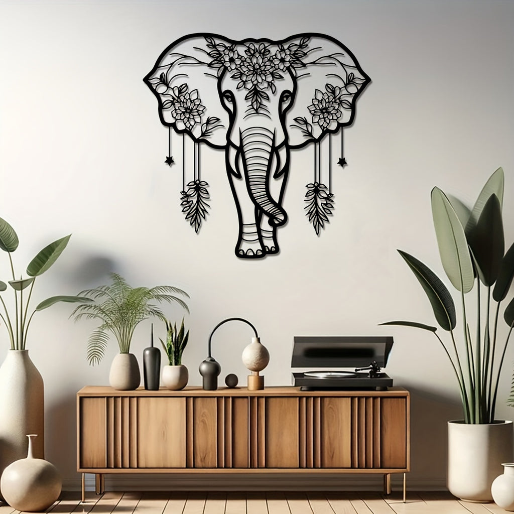 Iron Metal Elephant Wall Art Decor - Bohemian enthusiasts, Gift-givers - Composition, Iron - Suitable for Home Decor, Living Room, Gift