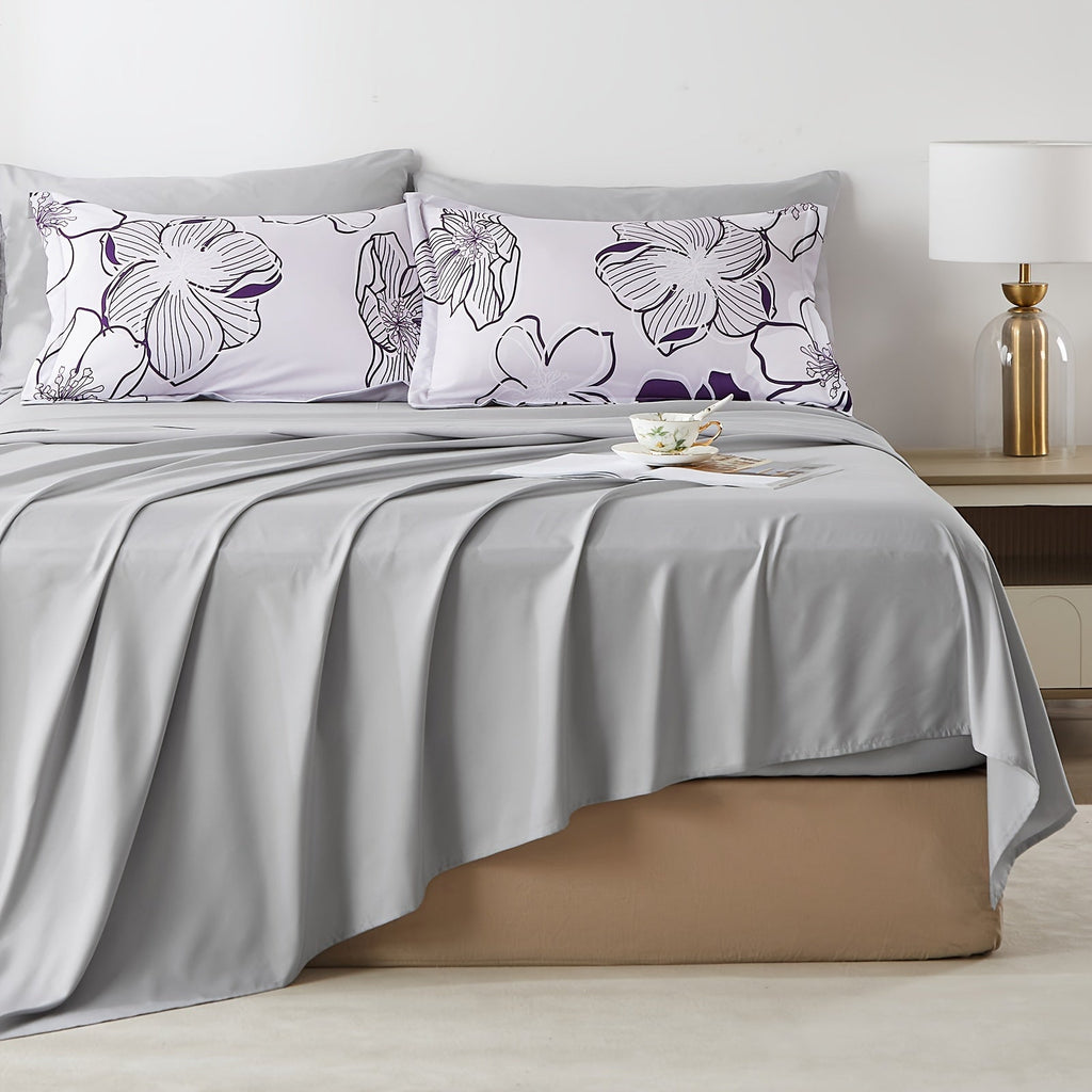 Davulos 7pcs Floral Comforter Set - Hypoallergenic Microfiber Cover, Plush Polyester Fill, Machine Washable, Stain-Resistant, All-Season Bedding, Queen/King Size