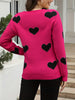 Heart Pattern Long Sleeve Crew Neck Sweater for Women, Fall & Winter Elegant Knitwear