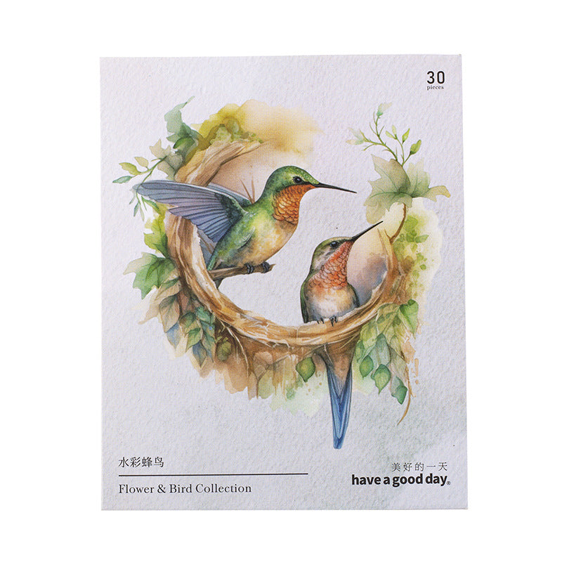 Flowers And Birds Set Watercolor Journal Decoration Material Paper