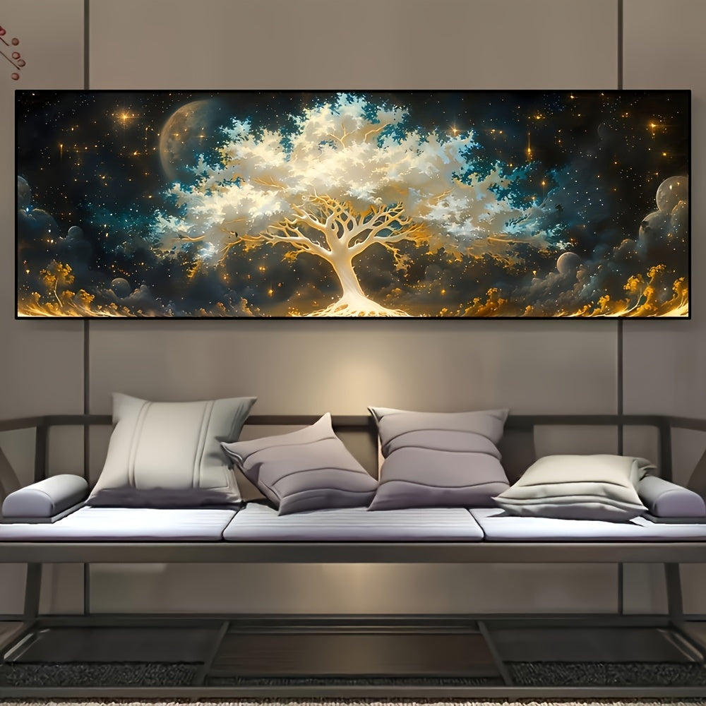 Large Tree Of Life Canvas Print - Abstract Painting Wall Art - Decorative Art Classic Contemporary Style - Geometric Patterns - Spring And Summer Seasons - Kitchen, Bathroom, Living Room, Bedroom Decoration - Painted Art On Canvas (Frameless)