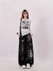 1pc XCY Graffiti Print Wide Leg Denim Jeans for Women - Casual Street Style, Non-Stretch Twill Fabric - All-Season Fashion - For Fashionable Women - Perfect for Casual Outings, Parties & Everyday Wear