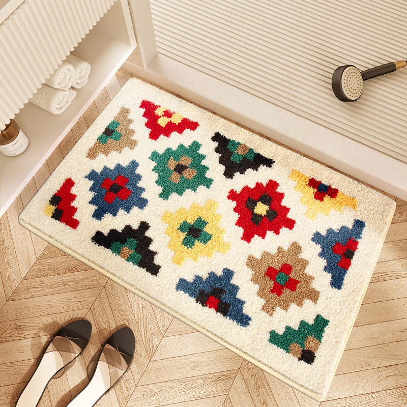 Simple Plaid Bathroom Absorbent Bathroom Anti-slip Mats Carpet