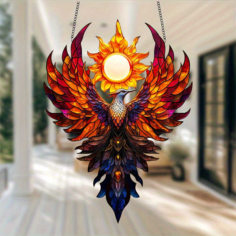 Vibrant 8.7" x 11.8" Sun Phoenix Acrylic Wall Art - Stunning Surreal Fantasy Decor for Living Room, Bedroom, Office & More with Unique Design and Colorful Patterns - Perfect Birthday Gift for Best Friends and Family Members
