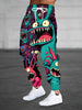 Men's Cartoon Monsters Graphic Jogger Sweatpants With Drawstrings, Casual Comfy Outdoor Trousers As Gift