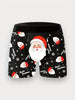 4pcs Men's Christmas Boxer Briefs Set with Santa, Snowflakes & Gingerbread for Man Designs - Includes Greeting Card, Comfortable Polyester Blend, Perfect Holiday Gift