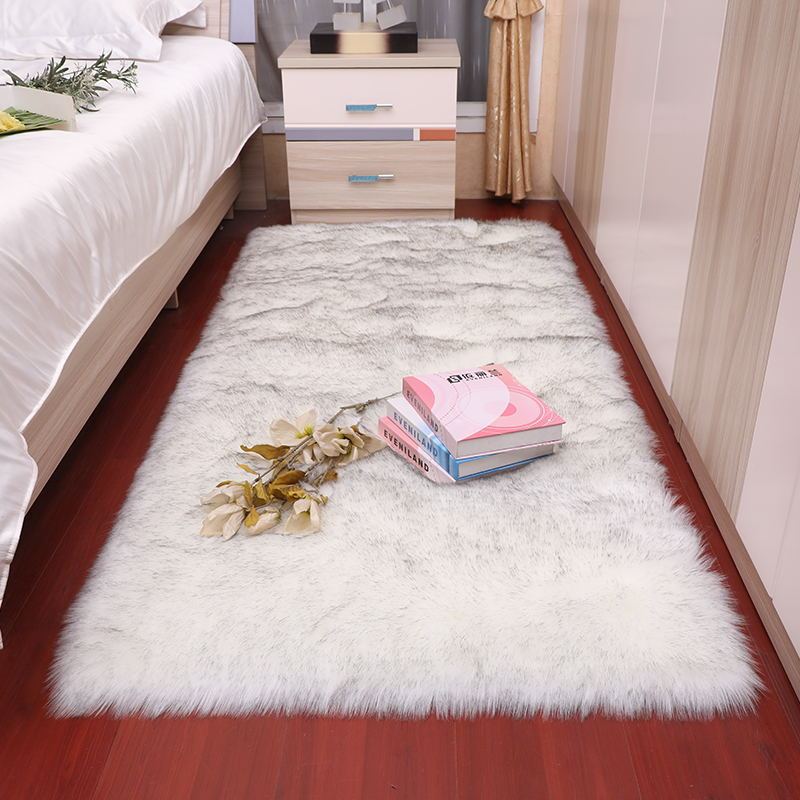 Home Living Room Bedroom Bedside Lovely Room White Faux Wool Bay Window Floor Mats