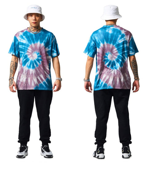 Irregular color twist thread tie-dye short sleeve