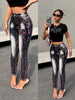 Random Print High Rise Skinny Fit Trendy Streetwear High Rise Jeans, Women's Denim Jeans & Clothing