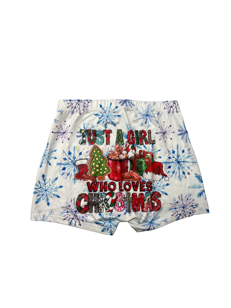 Christmas Print Skinny Shorts, Casual Elastic Waist Shorts, Women's Clothing