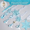 18pcs Christmas Ornament Set - Acrylic Snowflakes & Icicles with Crystal Pendants, Shimmering Light Blue, No Power Needed - Perfect for Tree Decoration, Holiday Parties & Seasonal Celebrations