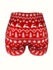 Christmas Print Skinny Shorts, Casual Elastic Waist Shorts, Women's Clothing