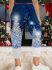 Christmas Tree Print Fitted Bottom Joggers, Casual Drawstring High Waist Crop Pants For Spring & Summer, Women's Clothing