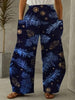 Christmas Allover Print Wide Leg Pants, Casual Slant Pockets Loose Pants, Women's Clothing