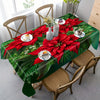 Festive Poinsettia Print Polyester Tablecloth - Square Christmas Table Cover, Stain & Wrinkle Resistant, for Indoor and Outdoor Dining Decoration