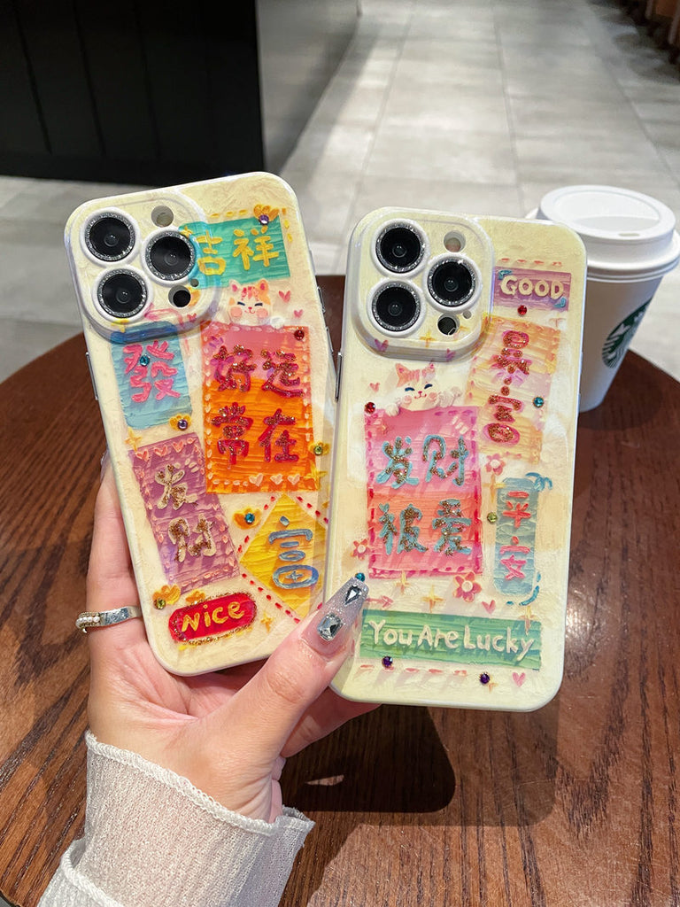 Blue Light Spot Drill Silicone Lens Protector Phone Case