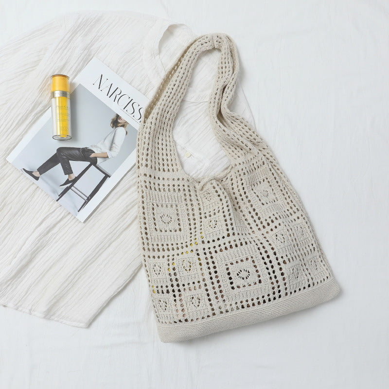 Mesh Hollow Out Simple Woven Bag Girls' Shoulder Bag