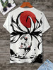 Nine-Tailed Beast Print Men's Short Sleeve Crew Neck T-Shirt - 100% Polyester Casual Tops with Slight Stretch - Animal Pattern Tee for Summer, Sports & Parties - Regular Fit Knit Fabric - For Adults & Teens