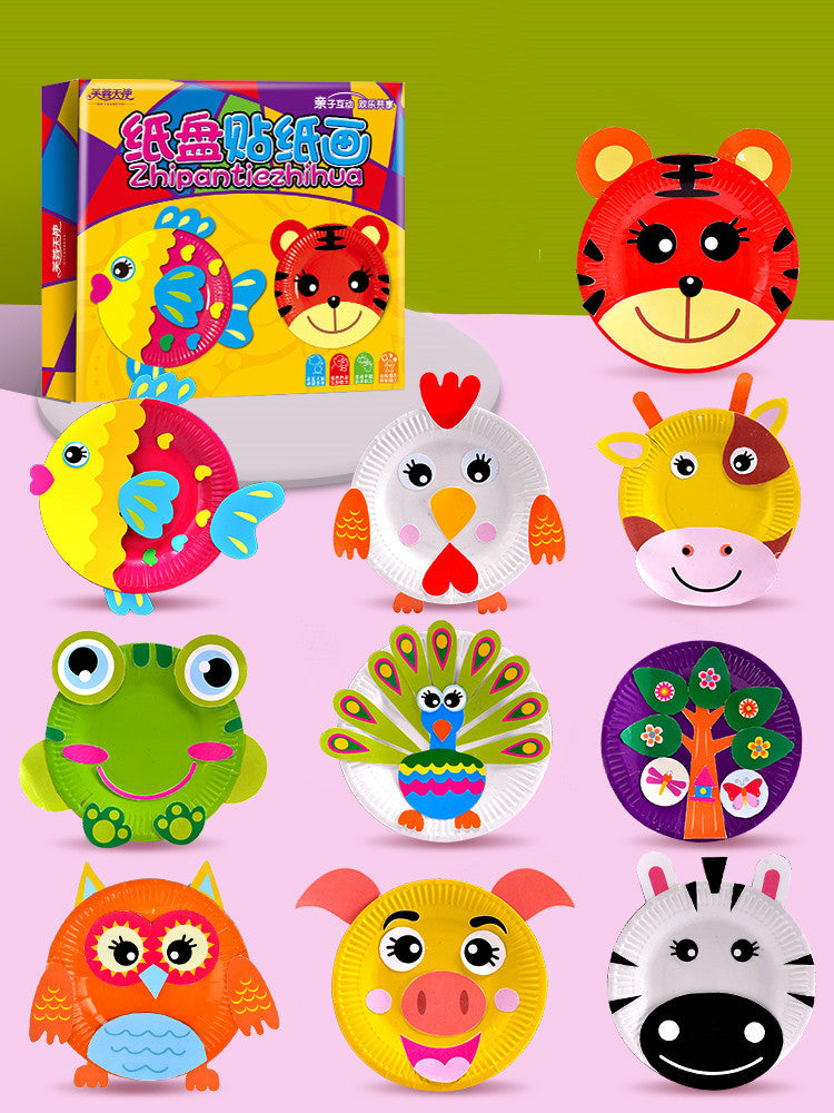 Creative Paper Cups And Plates Stickers For Educational Non-woven Kindergarten Art Area