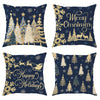 4pcs Set of Festive Velvet Throw Pillow Covers - Christmas Deer, Tree & Snowflake Designs in Blue and Golden - Soft, Cozy Decorative Cushion Cases for Living Room & Bedroom - Machine Washable, Zip Closure, Christmas Decor