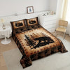 Castle Fairy Bear Print Comforter Set, Twin/Full/Queen/King Size, Wild Animal Hunt Pine Trees Retro Bedding Comforters Collection, Rustic Grid Plaid Cabin Bedding Set For Women Men Room Decor, With 2/3pcs And 1/2 Pillowcase, Brown Bear, Bear Tracks3