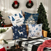 4pcs Navy Blue Christmas Pillow Covers Set - Snowflake, Elk & Tree Designs | Merry Holiday Farmhouse Decor for Living Room, Bedroom, Porch | 18x18 Inches, Zip Closure, Machine Washable