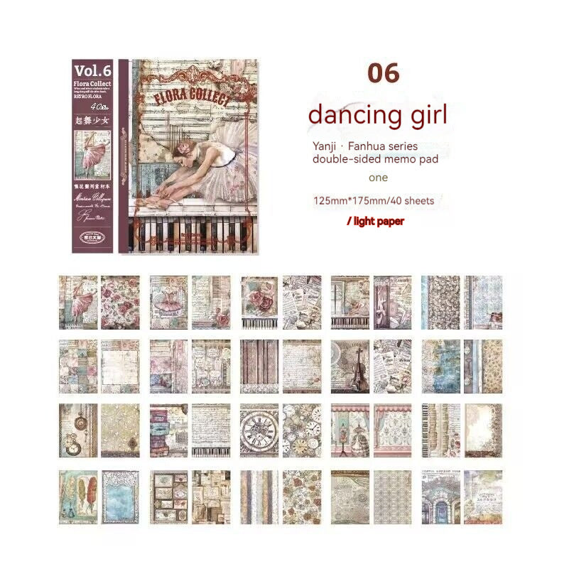Double-sided Material Journal Book Retro Collage Background Note Paper