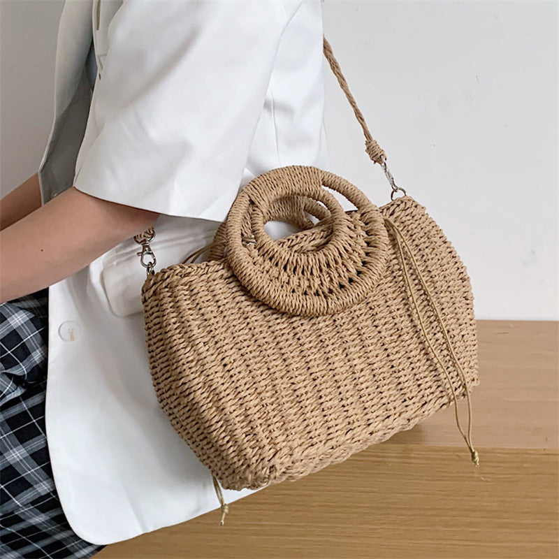 Fashion Woven Messenger Bag Texture Portable Basket Bag