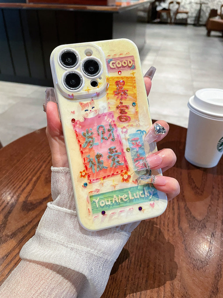 Blue Light Spot Drill Silicone Lens Protector Phone Case