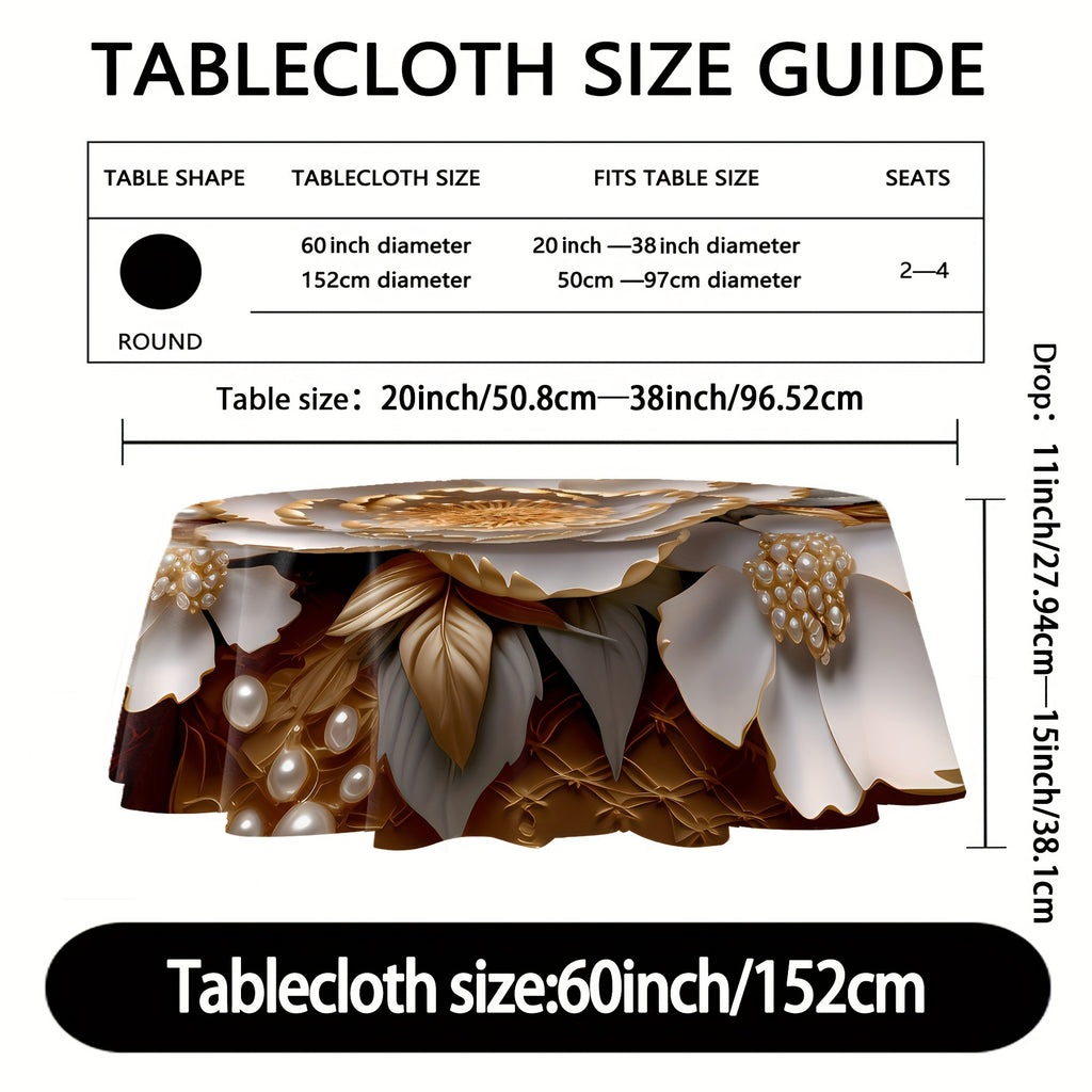 Versatile Floral & Plant Design Round Tablecloth - Stain & Waterproof, Perfect for Parties, Home Kitchens, and Outdoor Events