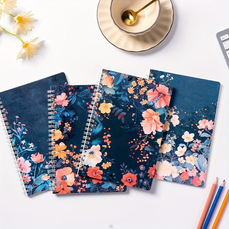 4pcs Floral & Marble Pattern Notebooks - Perfect for School, Office, Journaling, Christmas Gifts & Graduation Presents