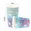 Mermaid Tail Theme Happy Birthday Paper Pallet Disposable Party Round Paper Pallet Suit Disposable Paper Cup