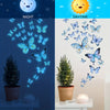 25pcs Vibrant Blue Butterflies Glow-in-the-Dark Stickers - Radiant Design, Waterproof, Detachable, Self-Adhesive Vinyl Decor for Living Room, Bedroom, Bathroom Walls, and More - Transform Your Space with Nighttime Beauty