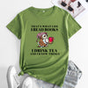 Women's Fashion Owl Letters Fashion Round Neck Short Sleeve