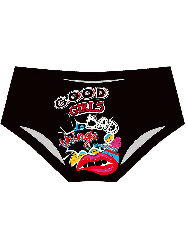 3pcs Elegant Cartoon Lip Print Briefs for Women - Comfortable, Breathable & Quick-Dry Graphene Underwear with Stretch, Low Rise