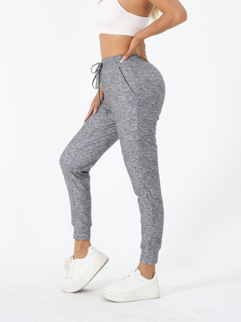 Women's Fashionable Casual Comfy Jogger Pants, Athletic Style, Tapered Ankle, Drawstring Waist, Heather Gray, Breathable Material, Perfect For Sports & Lounge Wear