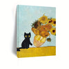 1pc Wooden Framed Canvas Painting - Black Cat Knocks Over Sunflower Vase, Wall Art Prints With Frame - For Living Room & Bedroom Decoration - Perfect Gift for Her & Him - Ready to Hang