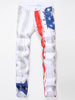 1pc Men'S American Flag Print Skinny Faux Denim, Cotton Blend, Medium Stretch, All-Season Street Style, Zipper Fly, Woven Faux Denim Pants for Teens