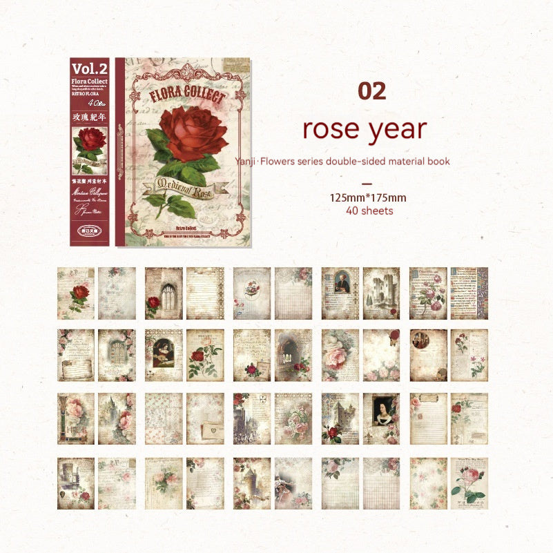 Double-sided Material Journal Book Retro Collage Background Note Paper